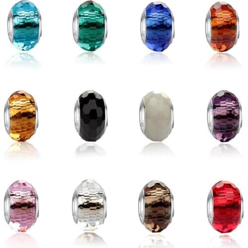 Crystal Glass beads clear cute charms fit original pandora bracelet & bangle accessories diy necklace jewelry making for women
