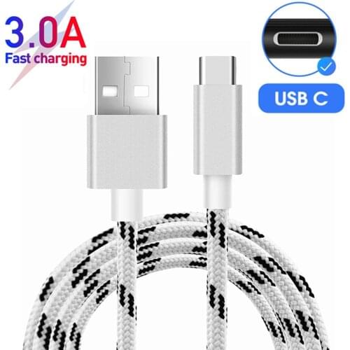 Type C USB cabo usb tipo c dada Cable for Samsung Galaxy A50 A70 A71 A72 A52 A32 A42 S21 5G A20 S8 S9 3A Fast Charger Nylon Wire