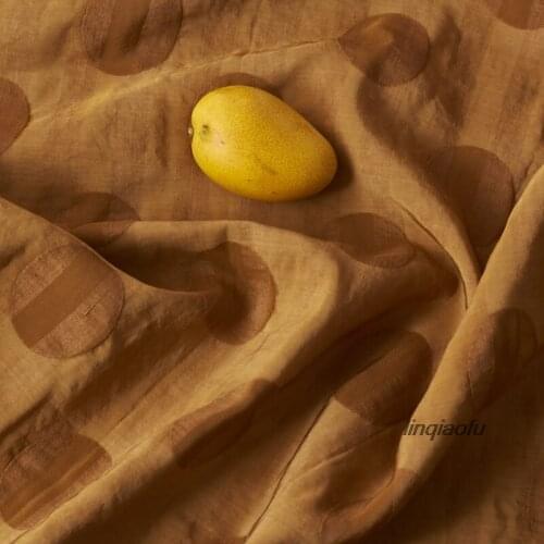 Linen silk jacquard wave point wild high quality sense dress fabric High-end linen fabric