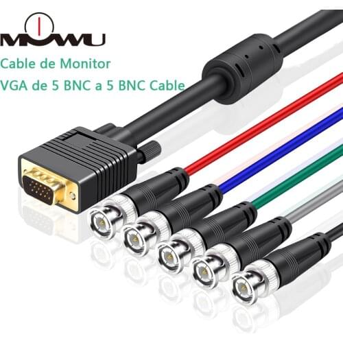 MOWU VGA DVI to RGBHV Component 5x BNC Breakout Video Adapter Cable DVI-I 24+5