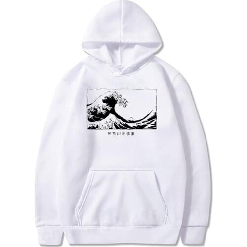 Brand New Men Hoodies Polyester The Great Wave Off Kanagawa Japanese Art Awesome Artwork Printed Long sleeve Hooded Oversize