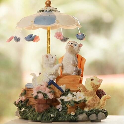 Cat Music Box Cute Resin Kitty Musical Box Romantic Birthday Gift For Girlfriend Children Christmas Valentine Day Gift