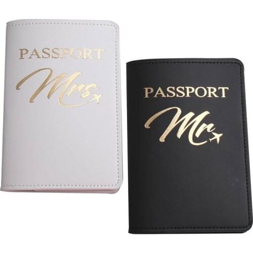 Fashion Mr Mrs Lover Couple Passport Cover Embroidery Letter Women Men Travel Wedding Passport Cover Holder Travel Case YY01