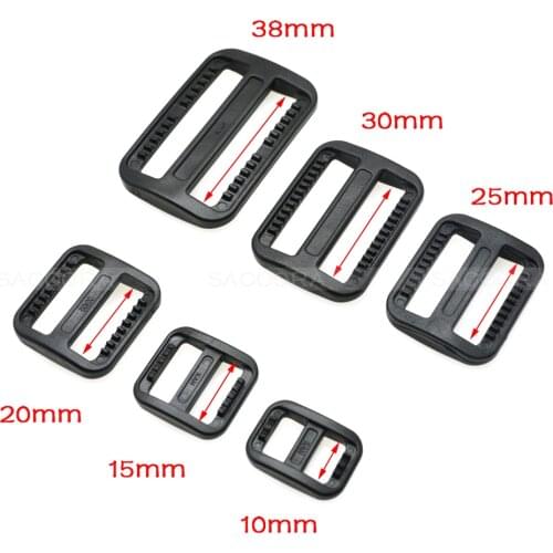 Plastic Tri-Glides Slider Adjustable Buckle Backpack Webbing Moll Tactical Bag Parts Webbing size 10mm 15mm 20mm 25mm 30mm 38mm