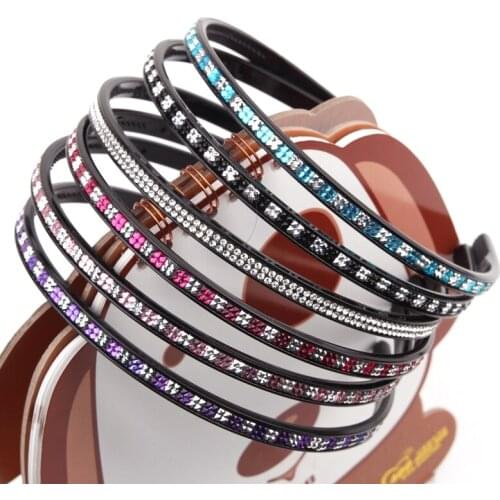 2pcs/lot 2018 New 5MM Width Rhinestone Headband Black Plastic Hairband Kids DIY Party Hair Accessorie Hairbands
