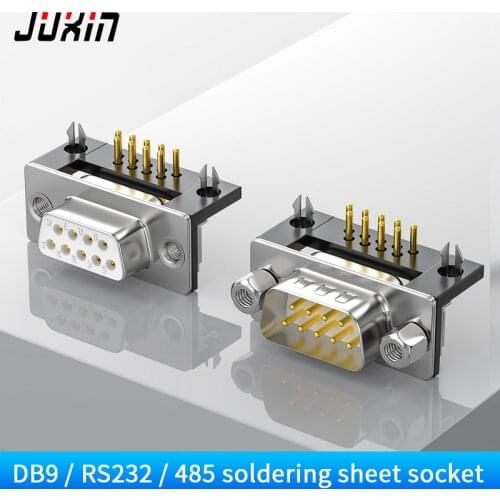 Gold-plated DB9 needle welding sheet female master RS232 / 485 / DB9 serial curved needle 90 degree soldering sheet connection