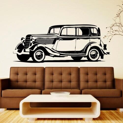 Retro Car Wall Decal Vinyl Sticker Classic Vintage Car Wall Sticker Home Interior Wal Decor Removable Bedroom Decor Mural C307