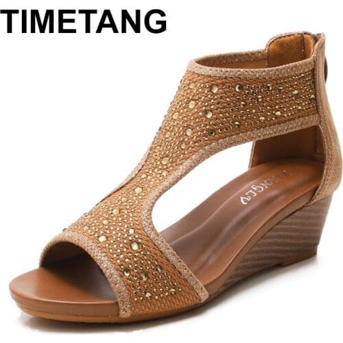 TIMETANG2021Bohemia peep toe sandals wedges shoes for women Roman Summer Gladiator shoes Mother shoes Plus Size Platform Sandals