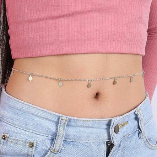 Tocona Charms Wafer Tassel Body Chain for Women Lady Sexy Simple Adjustable Waist Trouser Chain Jewelry Accessories lcya3770