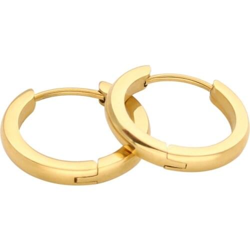 Todorova Gold Color Small Hoop Earrings Stainless Steel Circle Round Huggies For Women Ear Ring Bone Buckle Fashion Jewelry