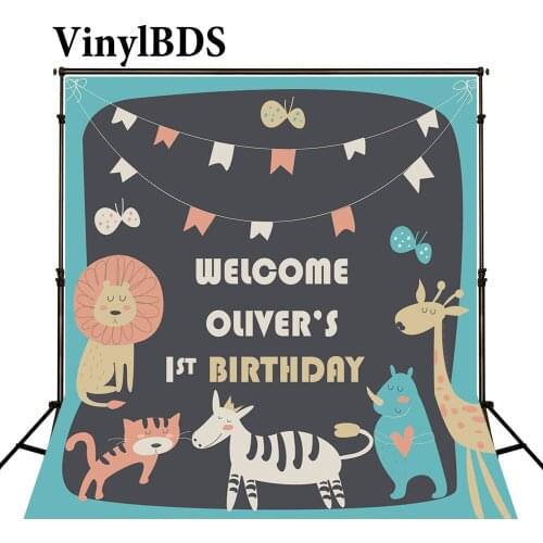 VinylBDS Birthday Background Animal party Backdrops Newborn Photography Background Customize Seamless Photo For Studio Custom