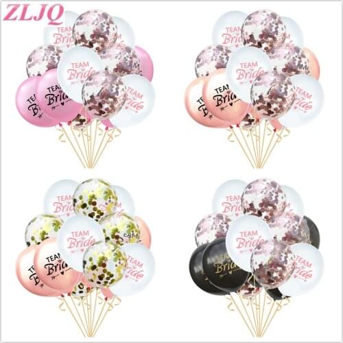 ZLJQ 15PCS Rose Gold Bachelor Balloon Gold Team Bride Balloons Hen Party Accessories Bridal Shower Bachelorette Party Decor