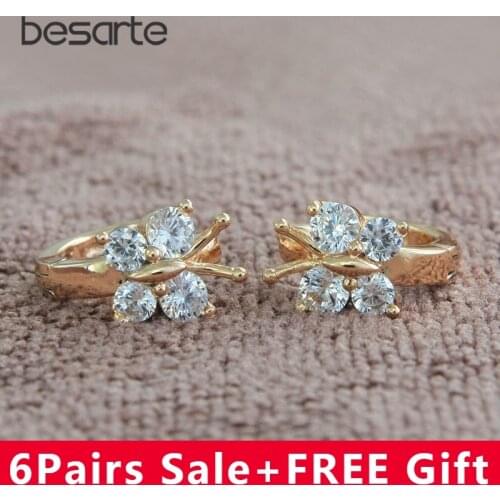 6Pair Wholesale Gold Hoop Earrings for Women Butterfly Earing Baby Oorbellen Boucle d'oreille Orecchini Aretes Bebe Brinco E1832