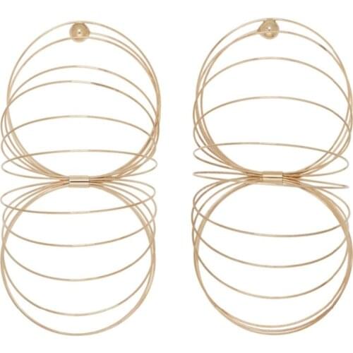 Rongho Vintage Multi Metal Spring stud earrings for women Hiphop Gold circle Geometric Brincos Femme rock Bijoux