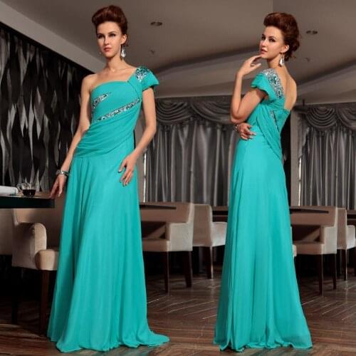 Free shipping 2018 brides maid maxi long blue one shoulder vestidos formales cars banquet wine design bridesmaid dresses