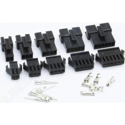 10sets/lot SM 2.54 2P 3P 4P 5P 6P Pitch 2.54 mm male + female socket connector with metal terminal free shipping