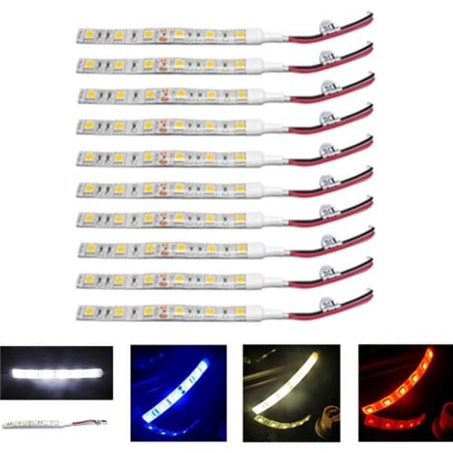 10Pcs 10Cm Waterproof White 5050 Led Strip Lights Dc 12V Caravan Boat Car