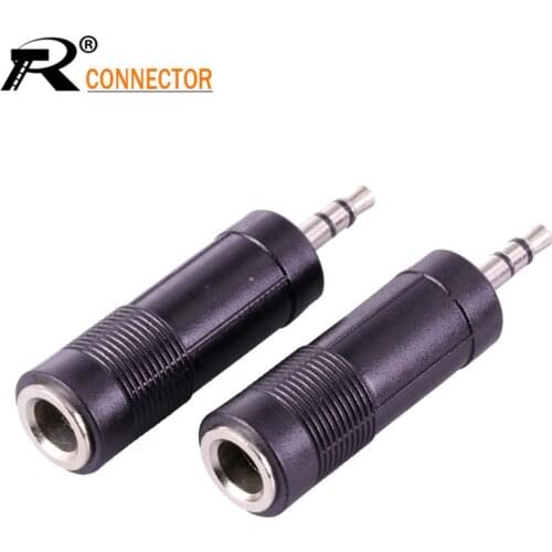 3Pcs Jack 6.3mm Stereo Socket to Plug 3.5 Adapter Nickle Speaker Plug 3.5mm Stereo Plug High quality Plastic Audio Connector