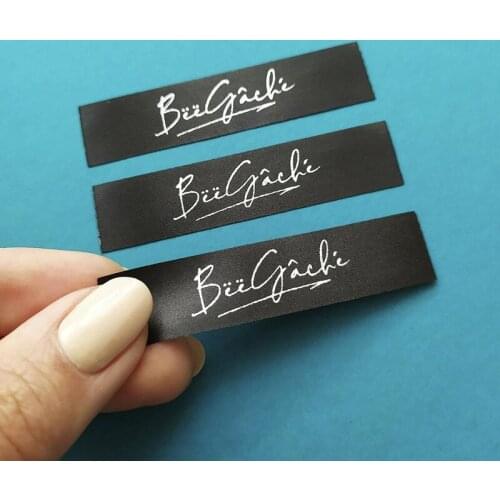 300pcs High Quality fabric clothing Care tags Personalised handmade satin ribbon labels Printing Garment washing label washable