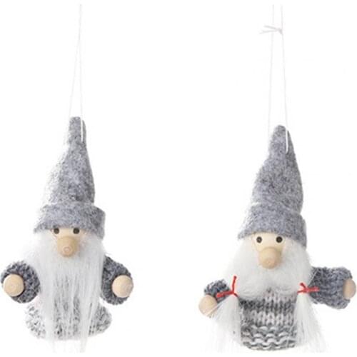 60% Hot Sale 1 Pair Santa Claus Pendants Cute Lightweight Portable Knitted Plush Doll Christmas Toy Pendants for Home