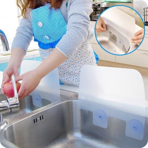 Bathroom Accessories Translucent Kitchen Organizer With Attached Sucker Sink Water Splash Baffle Cooking Oil Splash Proof Plates