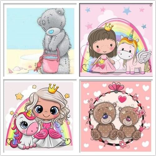 Daimond Embroidery 5D Full Square/Round drill Cartoon unicorn Bear Diamond Rhinestone Crystal Cross Stitch Mosaic Child gift