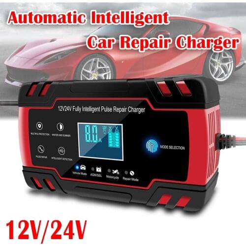 Car Battery Charger 12V/24V Full Automatic Charger Pulse Repair Battery Charger Wet/GEL/AGM Lead Acid Auto Battery Chargers