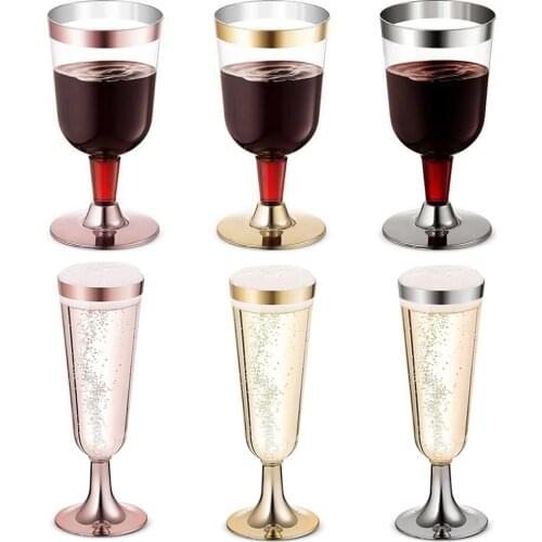 6Pcs Disposable Plastic Wine Glasses Flamingo Western Food Wine Glasses Party Site Champagne Glasses Bar Storage