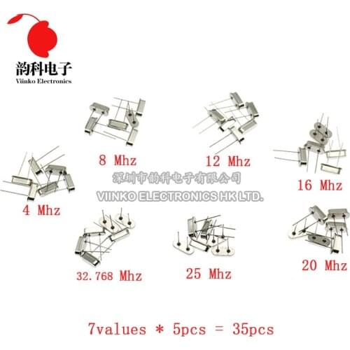 HC-49S Crystal Oscillator electronic Kit resonator ceramic quartz resonator hc-49 DIP 7 kinds X 5pcs 4 8 12 16 20 25 32.768 MHZ