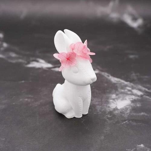 Cute Easter Bunny Homemade Handmade DIY Candle Mold Silicone Cartoon Animals White Props Home Table Party Decoration Gifts