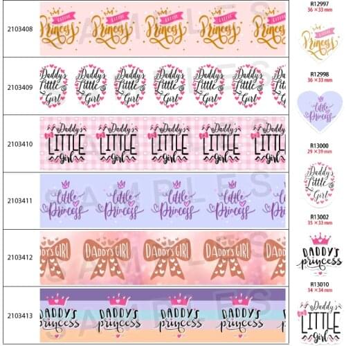Daddy Grosgrain Ribbon Printed Girl Letters 10Yards Tape 30Pcs/lot Flat Back Resins for DIY Hair Bow Certen Sewing Materials