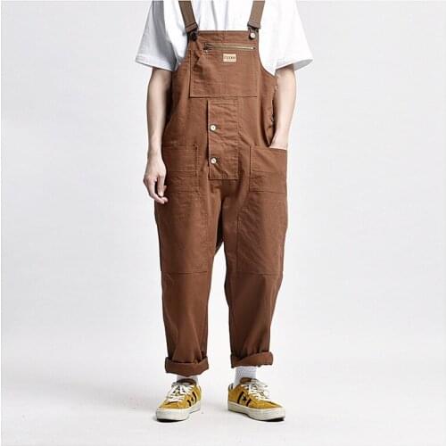 2020 brand Mens Multi-pocket Overalls Men Cargo Work Bib Trousers Male Casual Streetwear Mens Joggers Multifunctional Coveralls