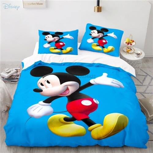 Classic Disney Mickey Mouse Cartoon Printed Bedding Sets Twin Full Queen King Size Children Duvet Cover Set Pillowcase 2/3pcs