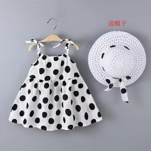 Girls Clothing Sets New Summer Dot Dress +Hat 2Pcs for Kids Clothing Sets Baby Outfits Clothes Cotton Fashion 2021 2-6Year