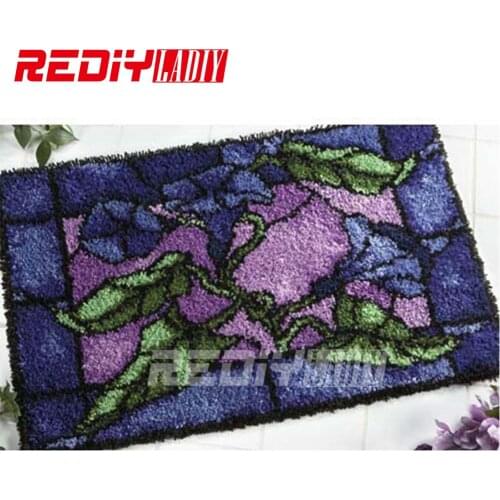DIY Carpet Rug Morning Glory Blanket Latch Hook Rug Crocheting Tapestry 100% Acrylic Yarn Cushion Set for Embroidery Floor Mat