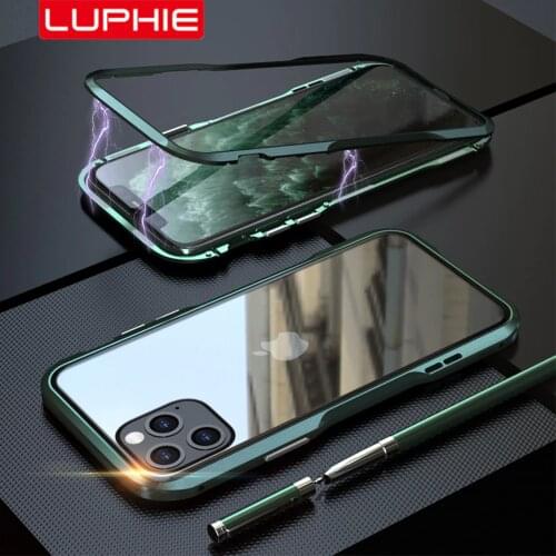 Luphie Magnetic Case For iPhone 11 Pro Max Cool Aluminum Metal Phone Cover For iPhone X Xr Xs Max 7 8 Plus Shockproof Coque
