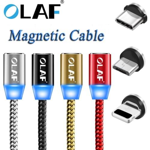 Olaf Magnetic USB Type C Cable 1m & 2m Nylon Braided LED Indicator Magnet USB C Charge Cable for USB Type-C Phones cable for LG