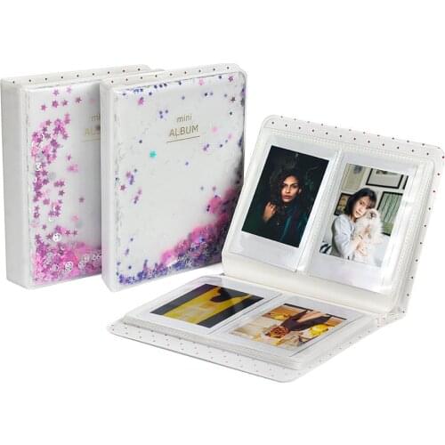 64 Pockets 3 Inch Mini Films Photo Book Album Quicksand Beads for Fujifilm Instax Mini 9 8 7s 90 70 25 Camera Name Card Holder