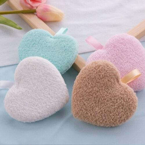 Reusable Makeup Remover Pads Cotton Wipes Microfiber Make Up Removal Sponge Cotton Cleaning Pads Tool Love Heart Shape Soft Puff