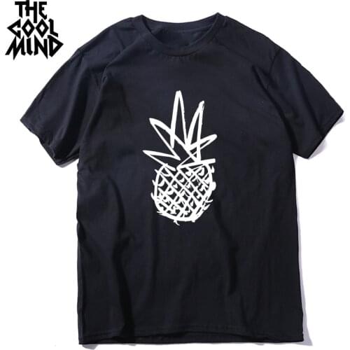 COOLMIND 100% cotton pineapple print men T shirt casual short sleeve men tshirt cool t-shirt male top tee shirts