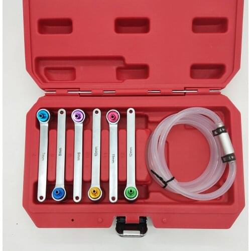 6pc Brake Bleeder Hose Set Wrench and Check Valve Set 6 Point