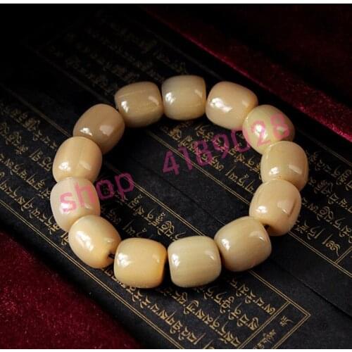 Natural white buffalo horn, bucket shaped beads bracelet, national wind angle carving handicraft ornaments