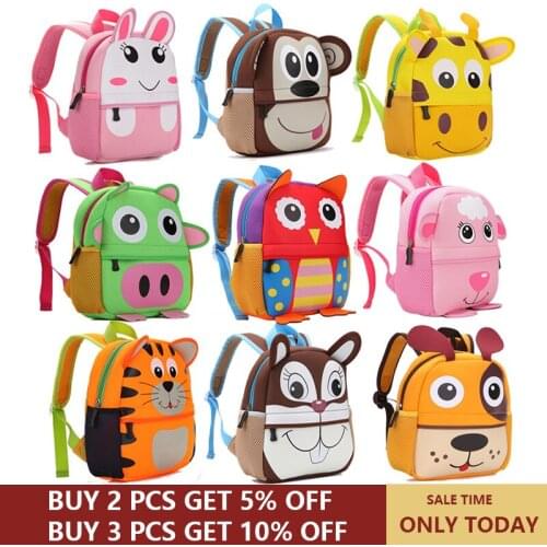 2020 New 3D Animal Children Backpacks Brand Design Girl Boys Backpack Toddler Kids Neoprene School Bags Kindergarten Cartoon Bag
