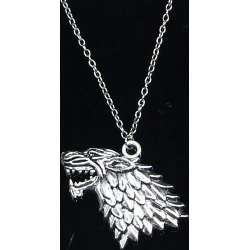 New Fashion Necklace 32x44mm ice and fire dire wolf Pendants Short Long Women Men Colar Gift Jewelry Choker