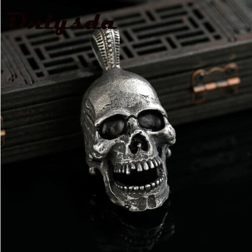 Onlysda Gothic Stainless Steel Punk Goth Necklace Retro Skull Pendant For Men Chain Jewelry Halloween Boyfriend Male Anel