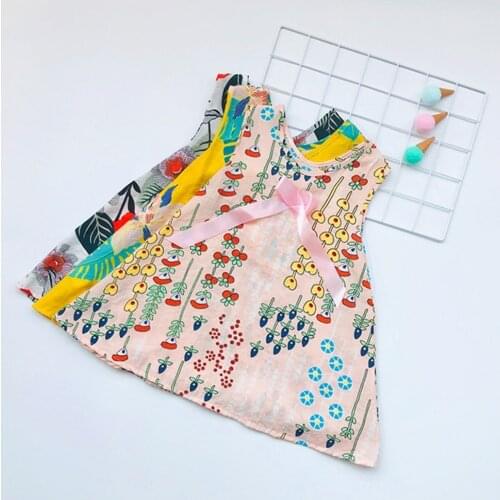 2-7 Years Kids Children Girls Summer Dresses Cute Print Sundress Sleeveless Floral Party Princess Dress Baby Girls Clothes