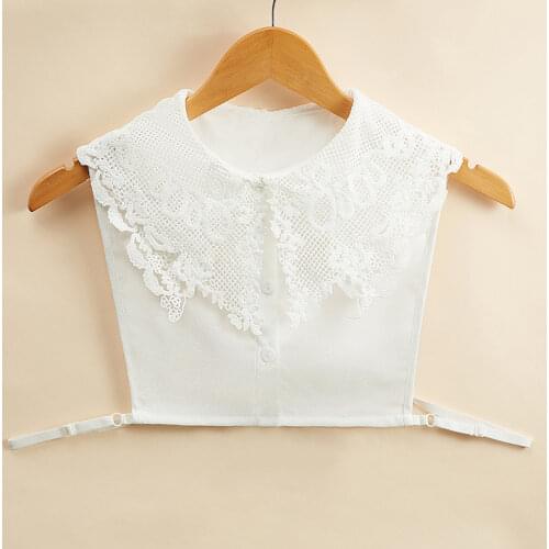 Lace Flower Embroidery Detachable Collars Ladies Lapel Choker Necklace Shirt Fake Collar Blouse Tops Women False Collars