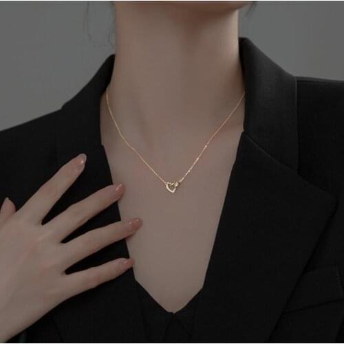 Silver Heart Necklaces 925 Sterling Silver Pendants Necklaces with Cubic Zirconia Fashion Style