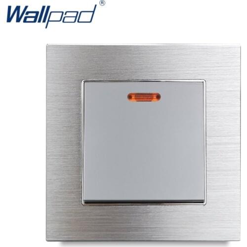 Silver 20A Water Heater Switch with LED Indicator Wallpad 20A Wall Light Switch Satin Metal Panel Rocker Switch Interrupteur