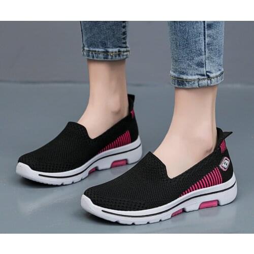 Casual Womens Ballet Flats Slip-on Loafers Black Round Toe Comfortable Breathable Sport Sneakers Ladies Luxury Shoes Female